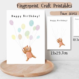 Ballon Fingerabdruck Handwerk, Geburtstagskarte, Kinder basteln, Fingerabdruck druckbare, Fingerabdruck Handwerk, Vorschul Fingerabdruck Handwerk, Vorschul Handwerk