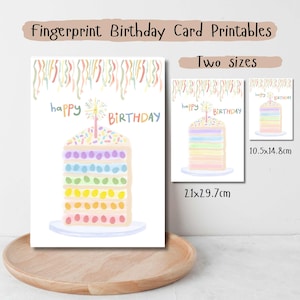 Obstkuchen Fingerabdruck Handwerk, Geburtstagskarte, Kinder basteln, Fingerabdruck Basteln, Fingerabdruck Basteln, Kinder basteln, Kinder basteln