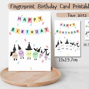Lavoretto con impronte digitali con frutta, Biglietto di compleanno, Lavoretto per bambini, Impronta digitale stampabile, Lavoretto con impronte digitali, Lavoretto con impronte digitali prescolare, Lavoretto con impronte digitali prescolare