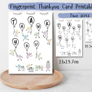 Characters Fingerprint Thank you card,Craft,Thank you card,Kids Craft,Fingerprint Printable,Fingerprint Craft,Preschool Craft