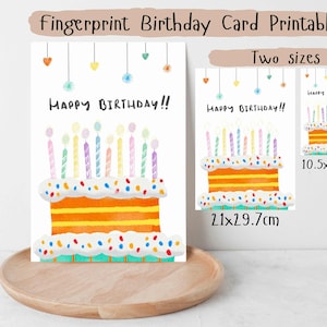 Gâteau d'anniversaire, Carte d'anniversaire, Créations pour enfants, Impression d'empreintes digitales, Créations manuelles d'empreintes digitales, Créations préscolaires d'empreintes digitales, Créations préscolaires