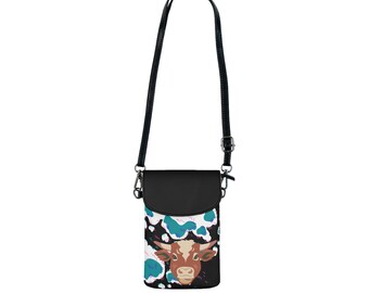 Cow Design with Teal - Cell phone wallet