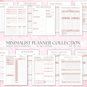 Collezione Planner 2023 Rosa, formato A4 (21,0 x 29,7 cm/ 8,27 x 11,69 pollici) in PDF, JPG, PNG. Download digitale stampabile