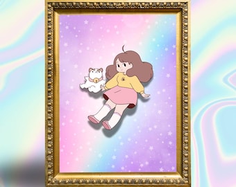 Bee and Puppycat In Space Digital Download Whimsical Art Anime Netflix Show Anime Instant Download