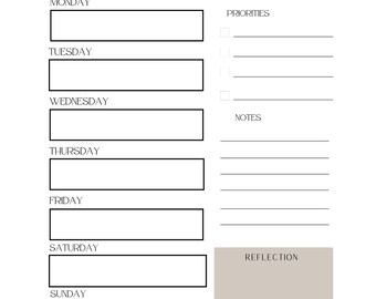 Minimalist Weekly Plan Printable