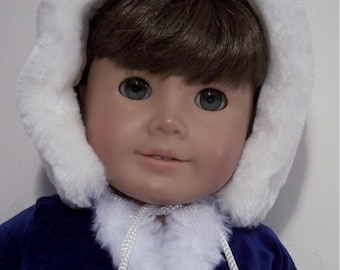 White Faux Fur Snow Winter Hat Doll Clothes Fits: Any 18&quot; AG doll (Debs)