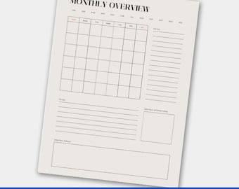 Monthly Planner Template | Digital Monthly Planner Ready to Download | 8.5 x 11 inches (Printable, PDF Download, Print from Home)