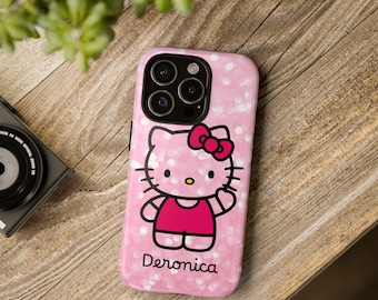 Pink Kitty Character Tough Phone Case for iPhone