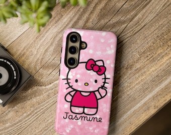 Cute Kitty Pink Sparkle Tough-telefoonhoesje voor Samsung