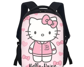 Personalized Kitty Backpack for School, Custom Name Pink with Large Capacity and Durable Fabric
