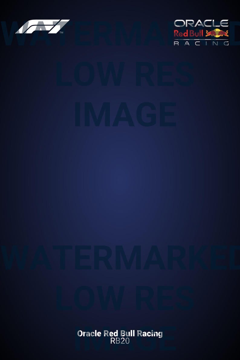 K&ouml;nnte beinhalten: Ein dunkelblauer Hintergrund mit dem Text "WATERMARKED LOW RES IMAGE" in Wei&szlig;. Der Text "Oracle Red Bull Racing RB20" ist ebenfalls in Wei&szlig; am unteren Rand des Bildes sichtbar.