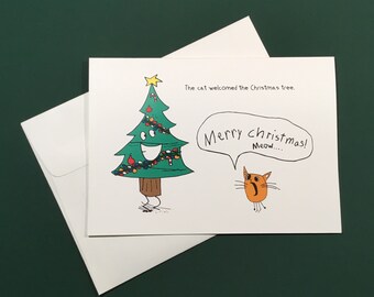 Christmas Tree Cat Card