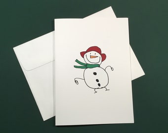 Red Snowman Christmas Card