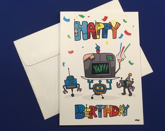 Robot Happy Birthday Card