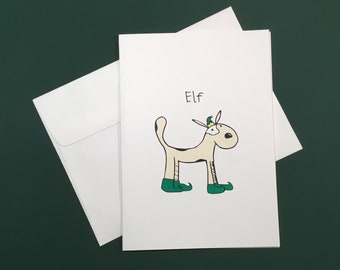 Elf Dog Christmas Card