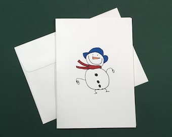 Blue Snowman Christmas Card
