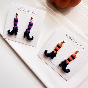 Halloween Hexe Stiefel Ohrringe, Hexe Ohrringe, Polymer Clay