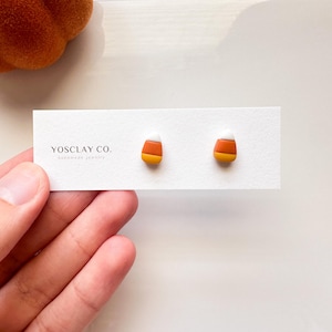 Candy corn earrings | candy corn studs | Halloween earrings | Halloween studs | Clay earrings