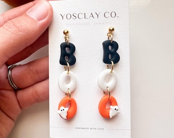 Brincos pendurados de fantasma de Halloween: brincos de argila de polímero Boo