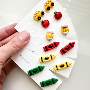 Teacher appreciation gifts | Teacher gifts | Apple studs | Pencil studs | Crayon studs | Teacher earrings | Apple earrings | Back to school