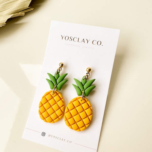 Pineapple earrings | Fruit earrings | clay earrings | Tropical earrings | Handmade dangles