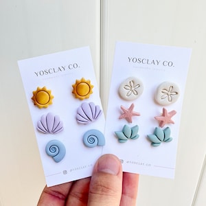 Beach clay earrings | Beach inspired earrings | Beach studs | Sand dollar earrings | Sea earrings