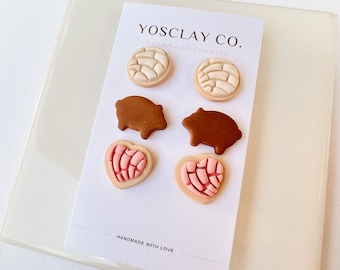 Concha and Marranito Stud Earrings | Mexican Pan Dulce Earrings | Mexican jewelry