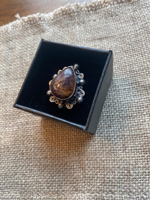 Fossil Agate Statement Ring: Artisan Boho Design - image 6