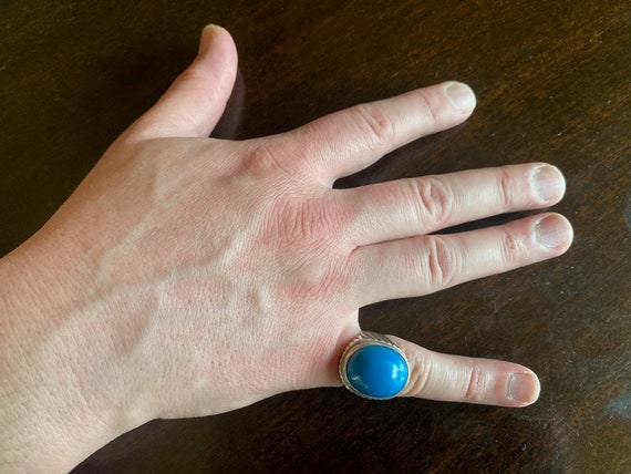 Blue Turquoise Ring. Vintage Ring. Artisan Jewelr… - image 3