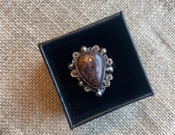 Fossil Agate Statement Ring: Artisan Boho Design - image 1
