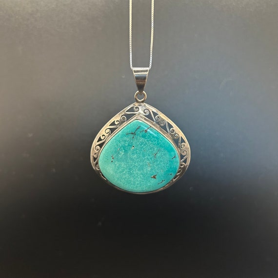 Genuine Turquoise Pendant, Silver Pendant, Sterli… - image 6