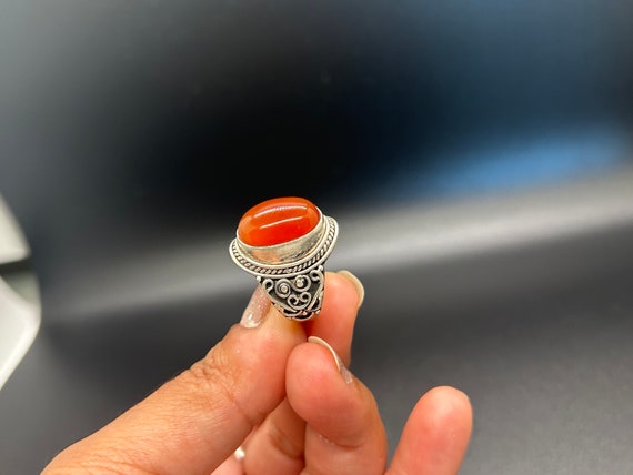 Vintage Agate Statement Ring: Handmade 925 Silver… - image 6