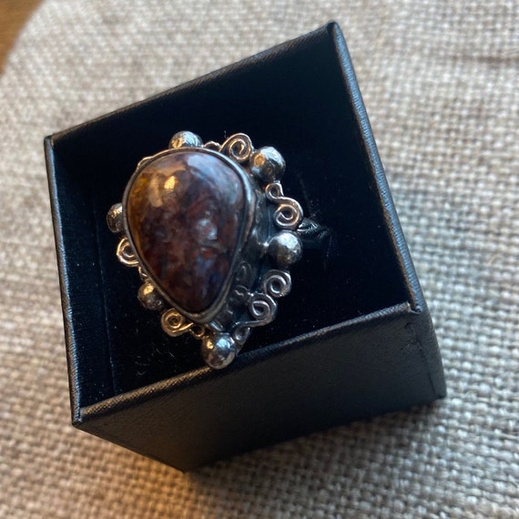 Fossil Agate Statement Ring: Artisan Boho Design - image 3