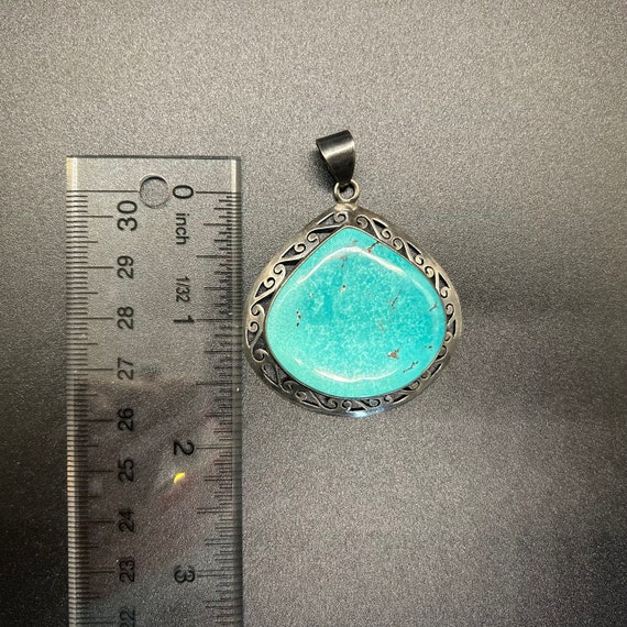 Genuine Turquoise Pendant, Silver Pendant, Sterli… - image 3