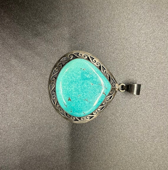 Genuine Turquoise Pendant, Silver Pendant, Sterli… - image 2