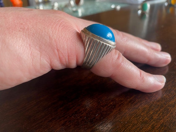 Blue Turquoise Ring. Vintage Ring. Artisan Jewelr… - image 8