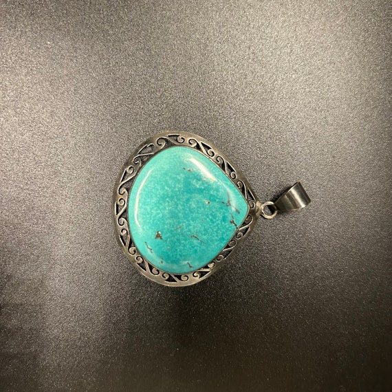 Genuine Turquoise Pendant, Silver Pendant, Sterli… - image 7