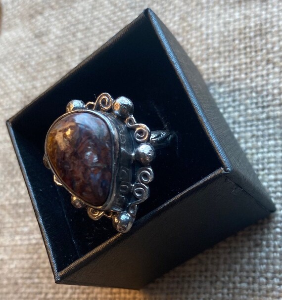 Fossil Agate Statement Ring: Artisan Boho Design - image 2