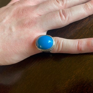 Blue Turquoise Ring. Vintage Ring. Artisan Jewelry. Men&#39;s Ring. Silver Jewelry. Handmade Jewelry. Rings for Men.