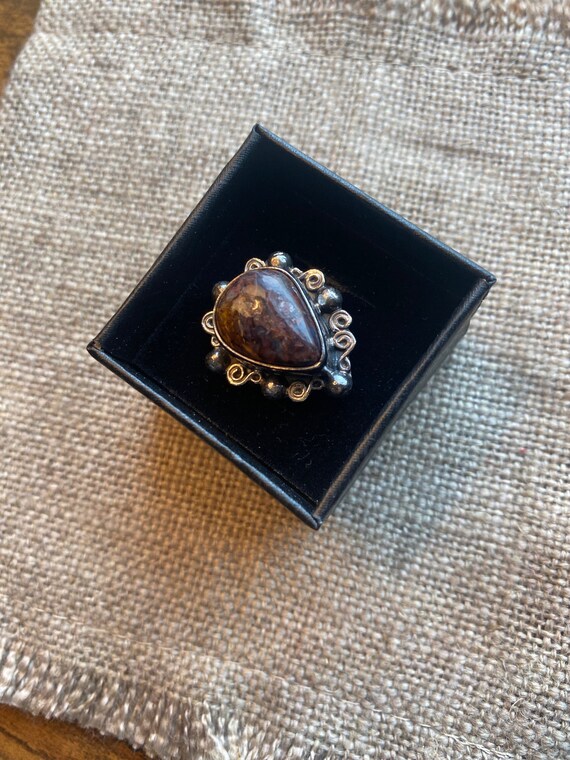Fossil Agate Statement Ring: Artisan Boho Design - image 7