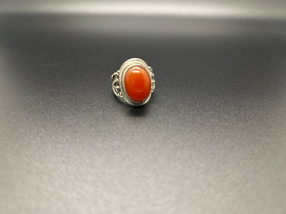Vintage Agate Statement Ring: Handmade 925 Silver… - image 1