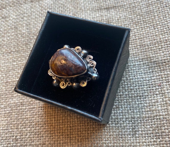 Fossil Agate Statement Ring: Artisan Boho Design - image 5