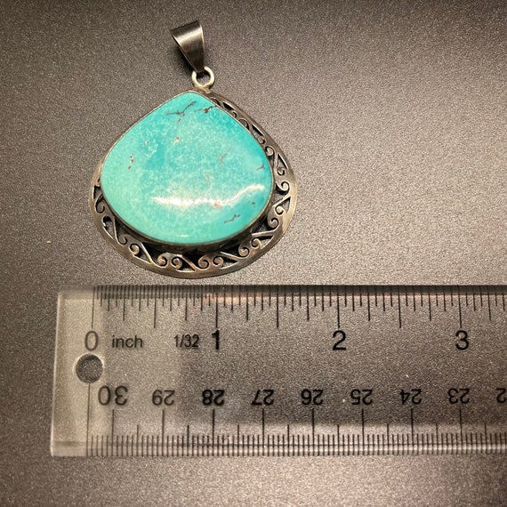 Genuine Turquoise Pendant, Silver Pendant, Sterli… - image 4