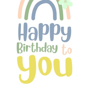 Tarjeta de cumpleaños Boho, tarjeta Boho Rainbow, feliz cumpleaños, Cricut, para ella, tarjeta de impresión digital, tarjetas de felicitación