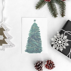 Carte de vœux d’arbre à feuilles persistantes, cartes de Noël à téléchargement instantané, carte de Noël imprimable, carte de vœux de Noël, carte de vœux de Noël