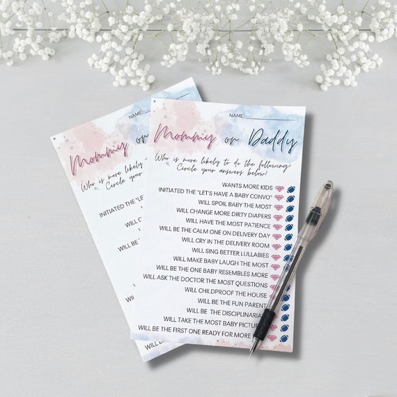 Mom or Dad Who's More Likely Questionnaire for Gender - Etsy