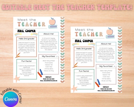 EDITABLE Meet the Teacher Template - Etsy