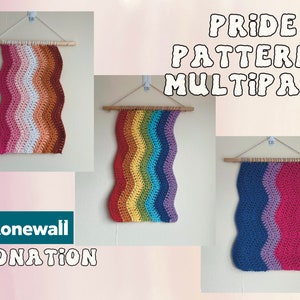 crochet pride pattern lgbtq queer lesbian bisexual flag wall hanging beginner download pdf