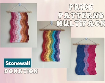 crochet pride pattern lgbtq queer lesbian bisexual flag wall hanging beginner download pdf