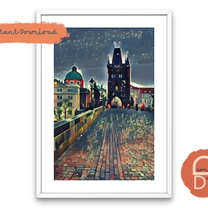 Prague Print, Wall Art, Travel Photography, Room Decor, Prague Czech Republic, Prague Art Print,European City,Prague Painting,Charles Bridge
